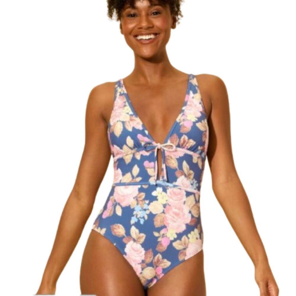 Shade & Shore NWT Floral Print Cheeky Coverage One Piece Swimsuit Size XL-$45